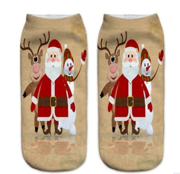3D Printed Christmas Low Cut Ankle Sport Socks