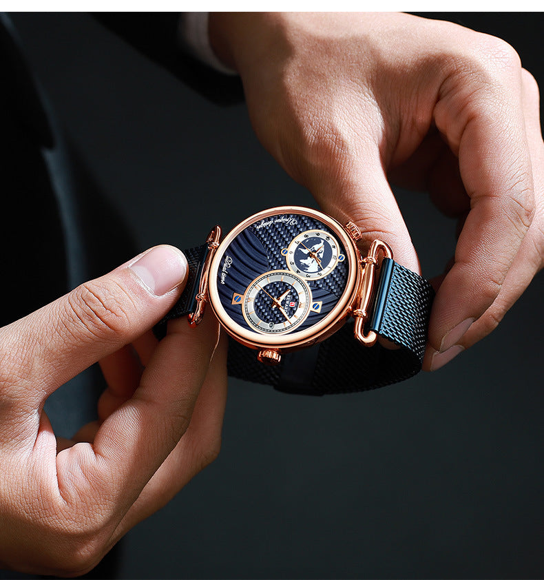 steel mesh belt men's watch
