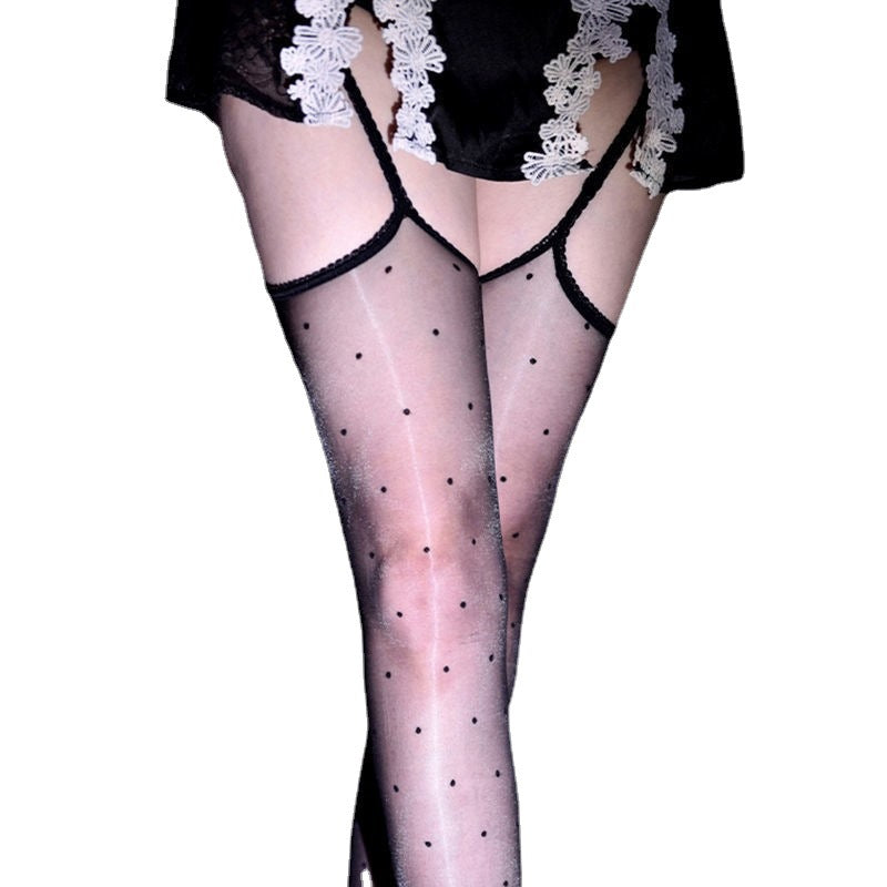 Thin Summer Aurora Polka Dot Sling One-piece Stockings