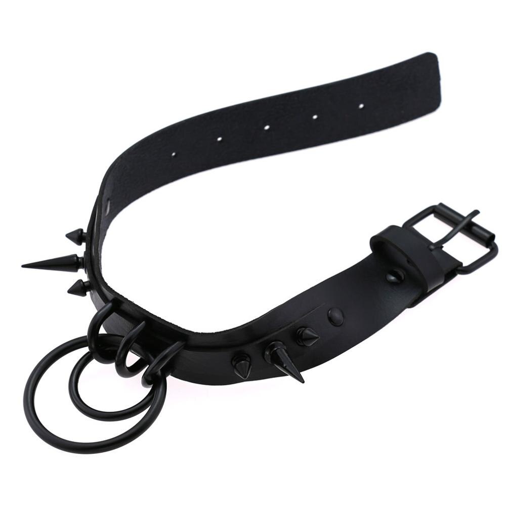 Punk Choker Rivet Buckle Spike Collar Necklace Black  Mens Womens