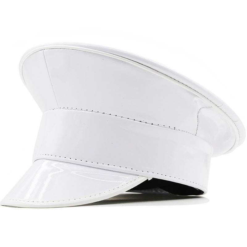 Laser Patent Leather Flat-top Cap Women's Party