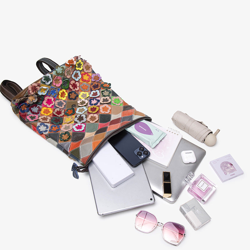 Colorful Plaid Floral Patchwork Bag