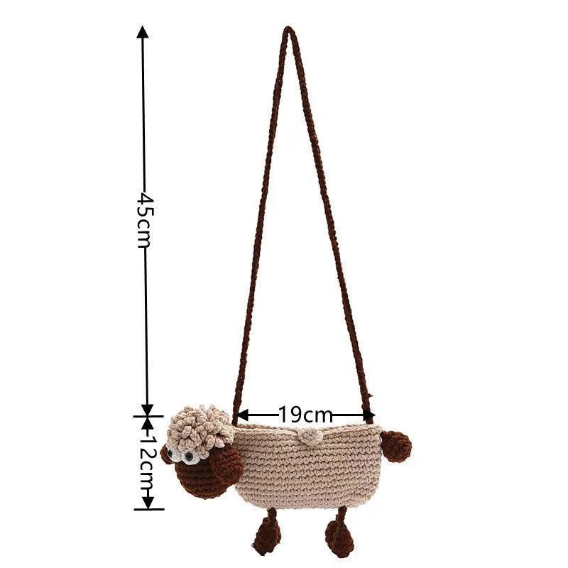 Cute Funny Little Sheep Children's Wool Knitting Knitted Messenger Bag