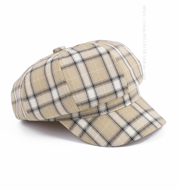 Women's Spring And Summer Fashion Plaid Octagonal Hat
