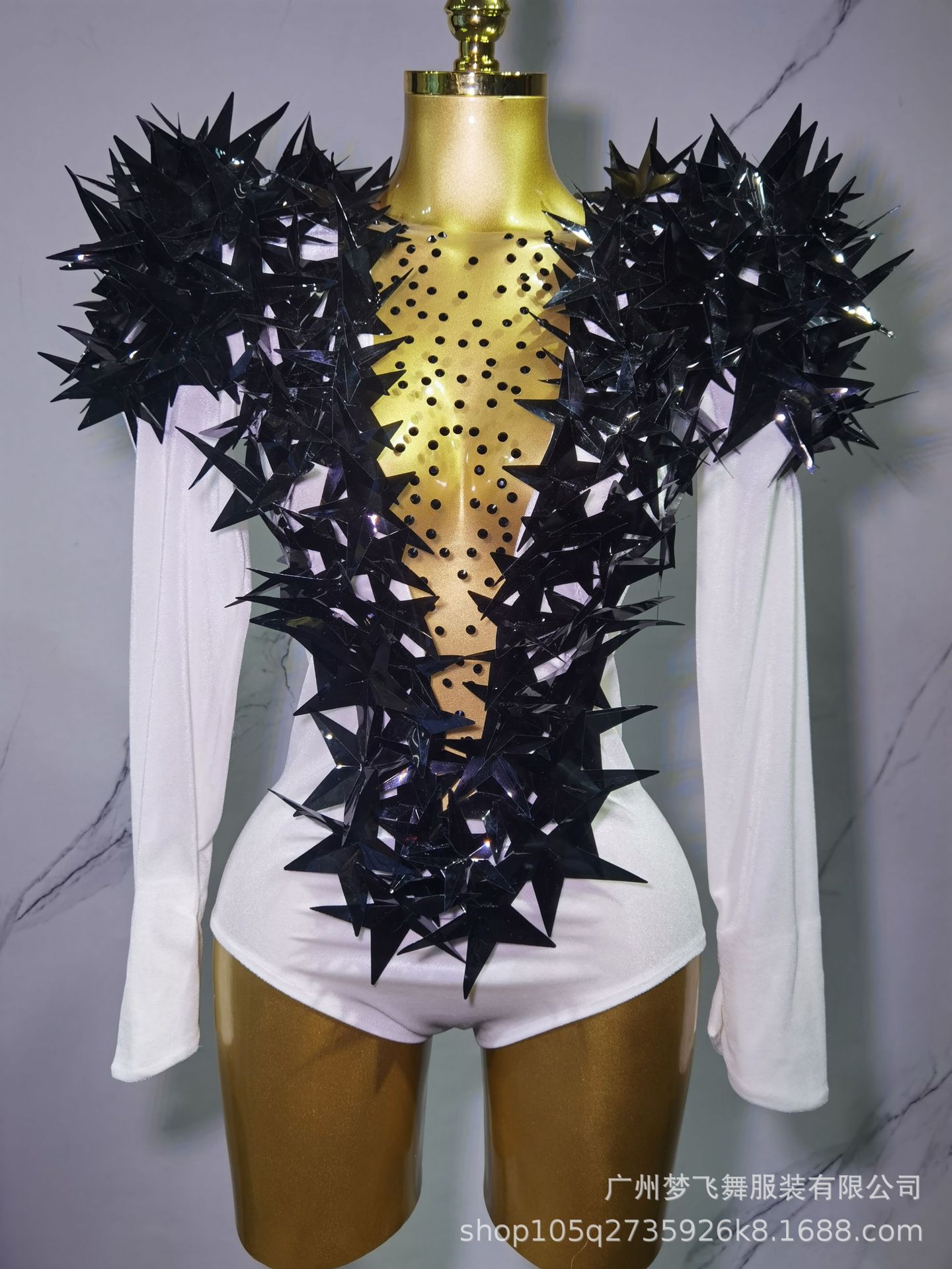 Sexy Golden Three-dimensional Five-pointed Star Exaggerated High Padded Shoulder Jumpsuit