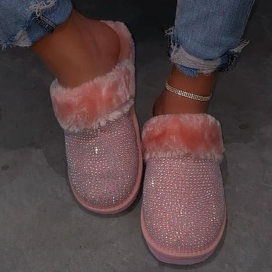 Bright diamond plus fluffy slippers