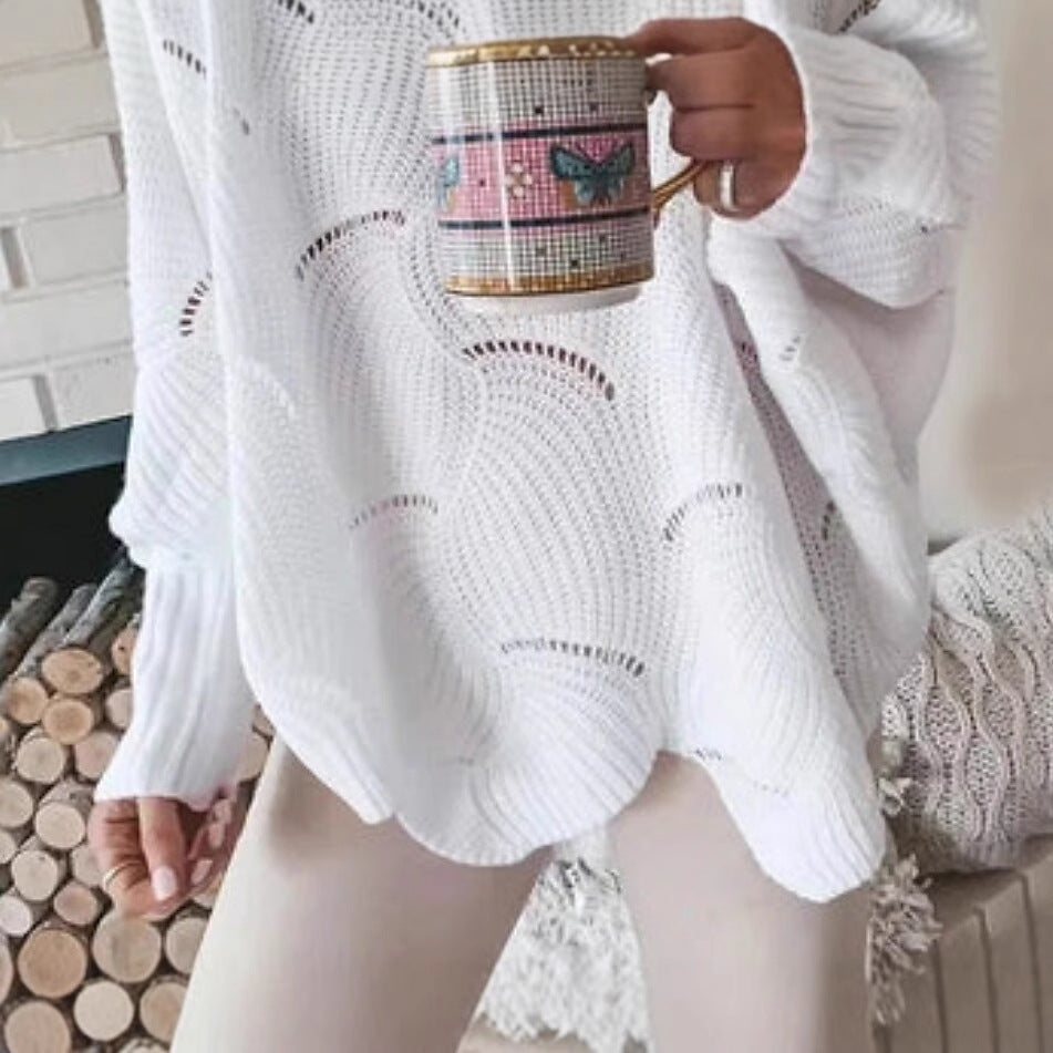 Autumn And Winter New Loose Long Sleeve V-neck Zipper Solid Color Sweater