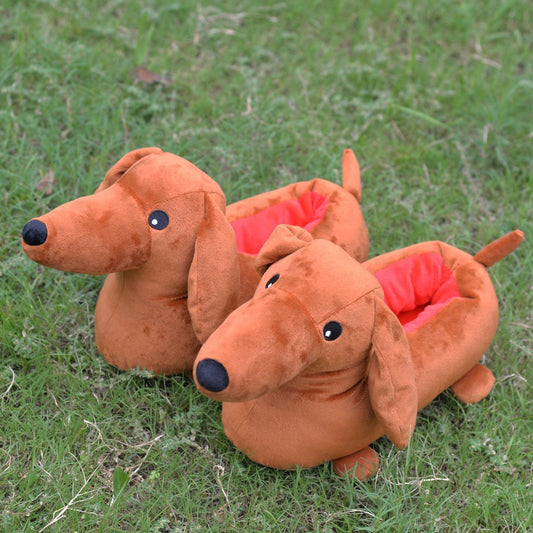 Dachshund Home Bedroom Winter Plush Slippers
