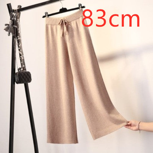 Knit wide-leg pants thickened