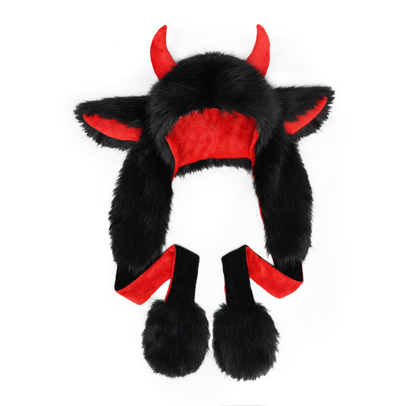 Cute Yak Wool Plush Outdoor Earflap Hat