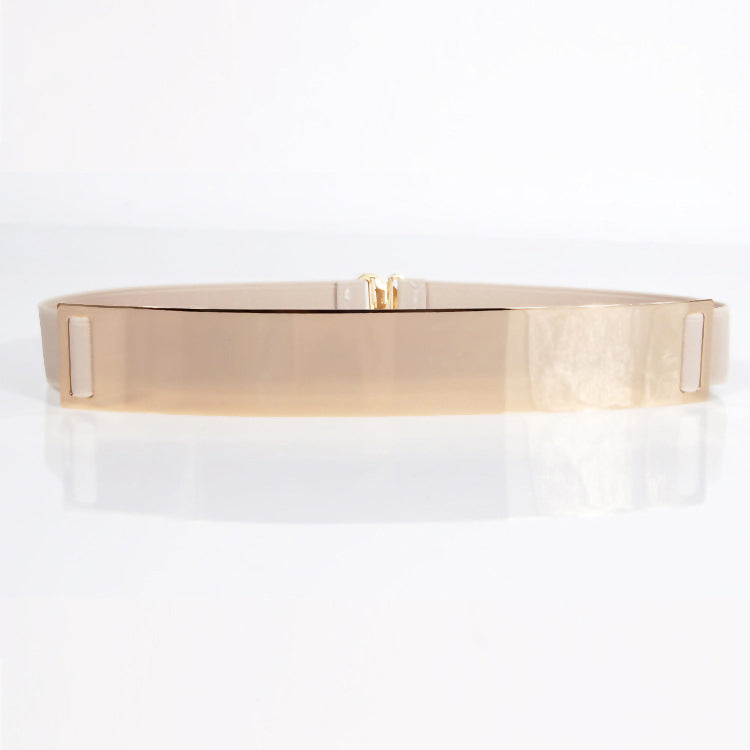 Mirror metal belt ladies elastic