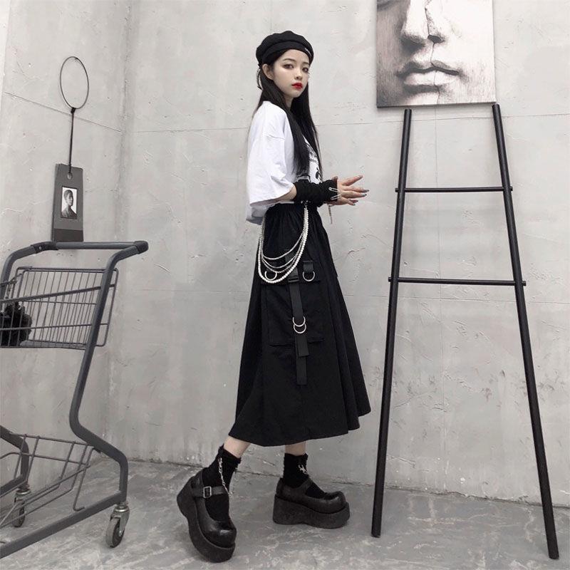 Retro A-line Suit Slimming Mid-length High Waist Skirt Fashion