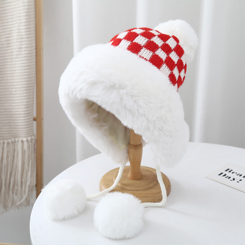Korean Checkerboard And Fuzzy Lei Feng Hat