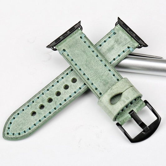 Watch strap with leather