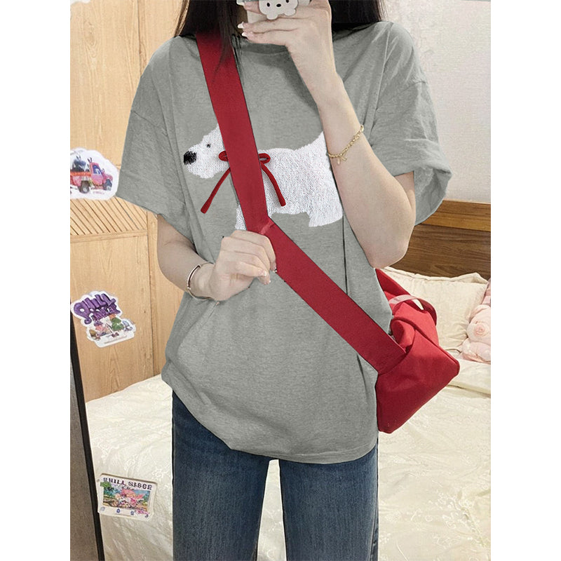 Gray Cotton Short-sleeved Small Design