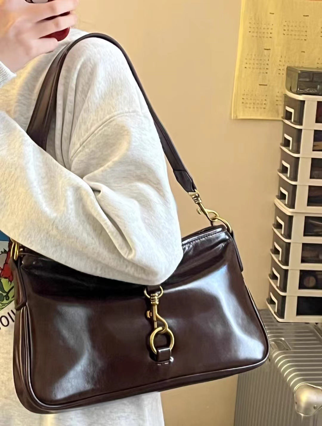 Commuter Underarm Bag All-match Solid Color Crossbody