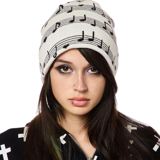 Music Pattern Knitted Pullover Hat