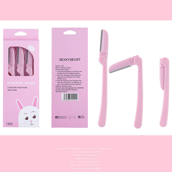 Folding eyebrow shaping knife set