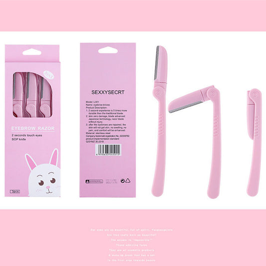Folding eyebrow shaping knife set