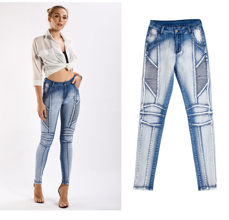 Stretch thin women's denim pencil pants