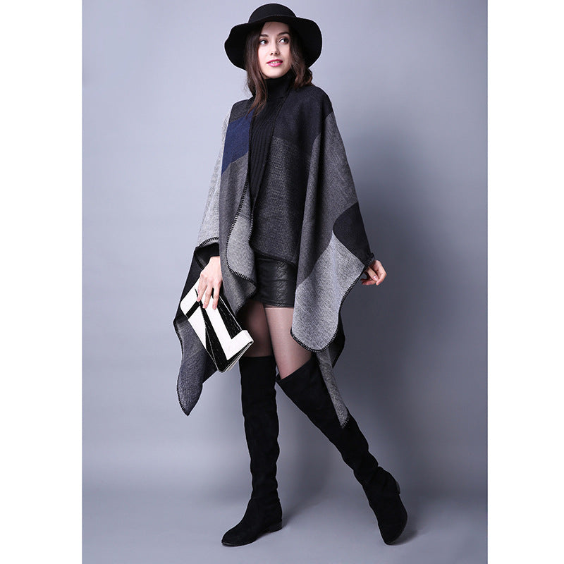 Plaid lady travel shawl imitation cashmere scarf