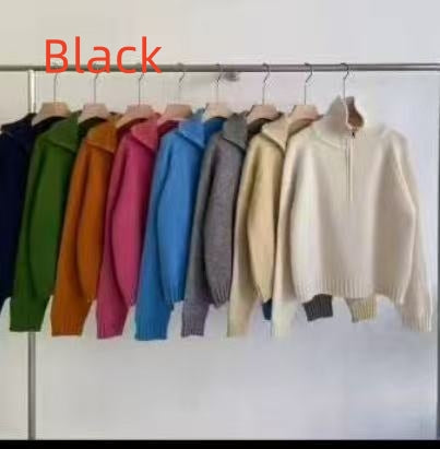 Women's Half Turtleneck Sweet Youthful Loose Half-zip Sweater