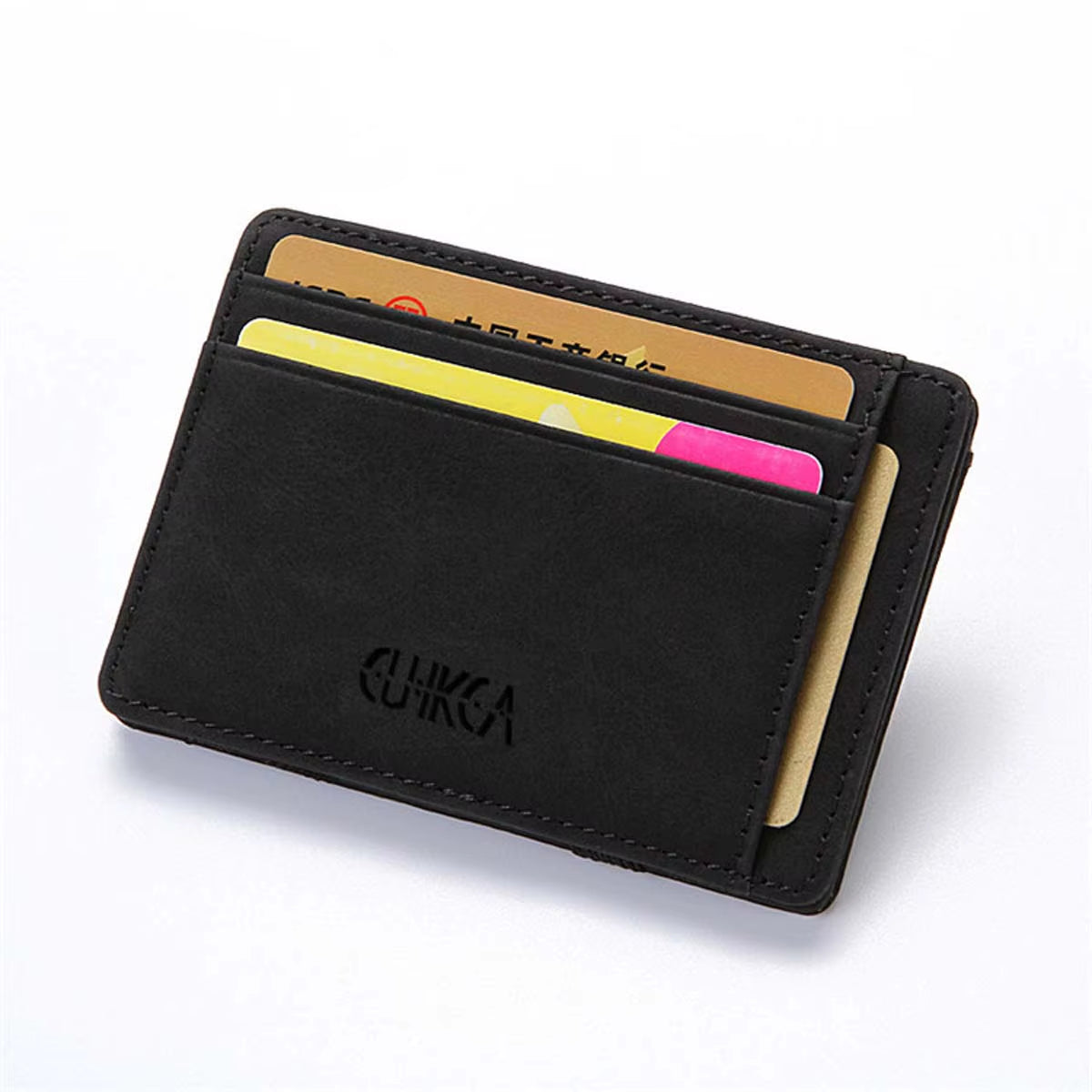 Creative Men'S Magic Wallet Coin Wallet Short Zipper Slim Leather Wallet Business ID Credit Card Cases Travel Short Wallet