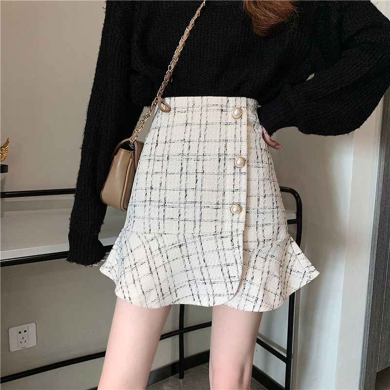 Thin a-line bag hip skirt ruffled fishtail skirt