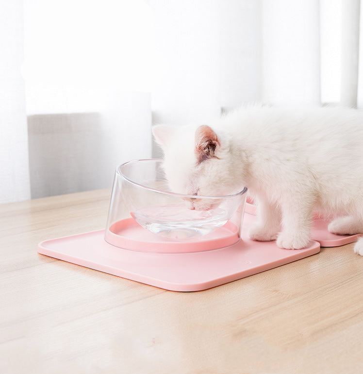 Aiwo (aiwo) pet anti overflow and anti overturning mat with inclined mouth single bowl cat bowl dog bowl water bowl