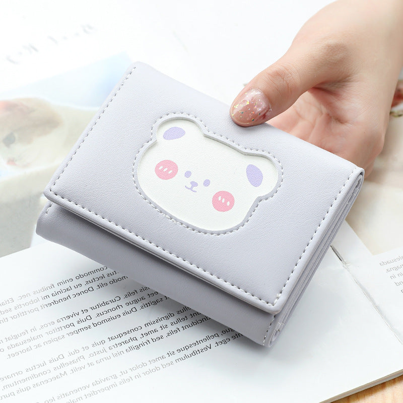 Women's Short Snap On Three Fold PU Card Bag
