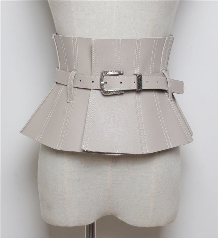 PU leather waist seal with dress shirt belt
