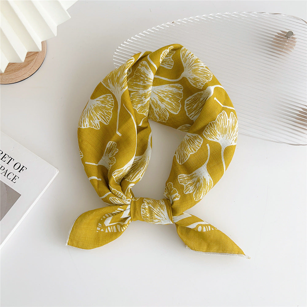 Women's Cotton And Linen Small Square Towel Silk Scarf Artistic All-match Fashion