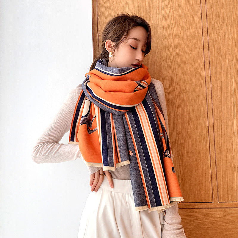 Fashion embroidered warm scarf