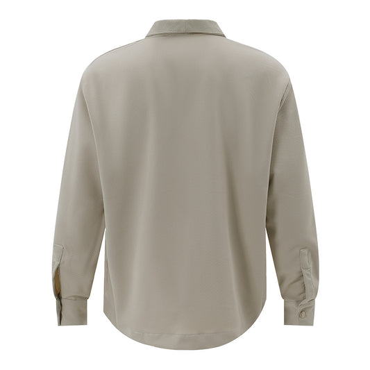 Solid Color Casual Long Sleeves Shirt Men's Personality Stitching