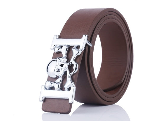 Student decorative skull smooth buckle belt