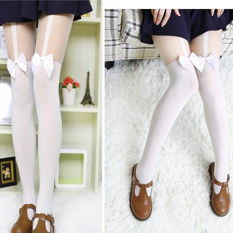 Printed fake high tube pantyhose