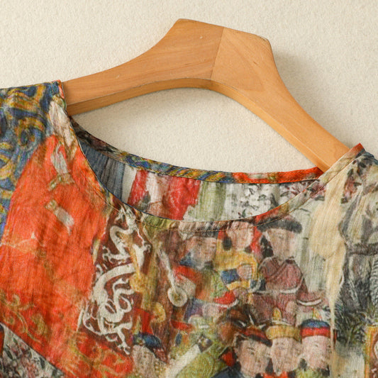 Women's Ramie Pullover Printed Slimming Comfortable Vest