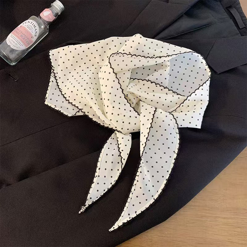 Women's Korean-style Polka Dot Scarf Triangular Binder Lace-up Waist Decorative Summer