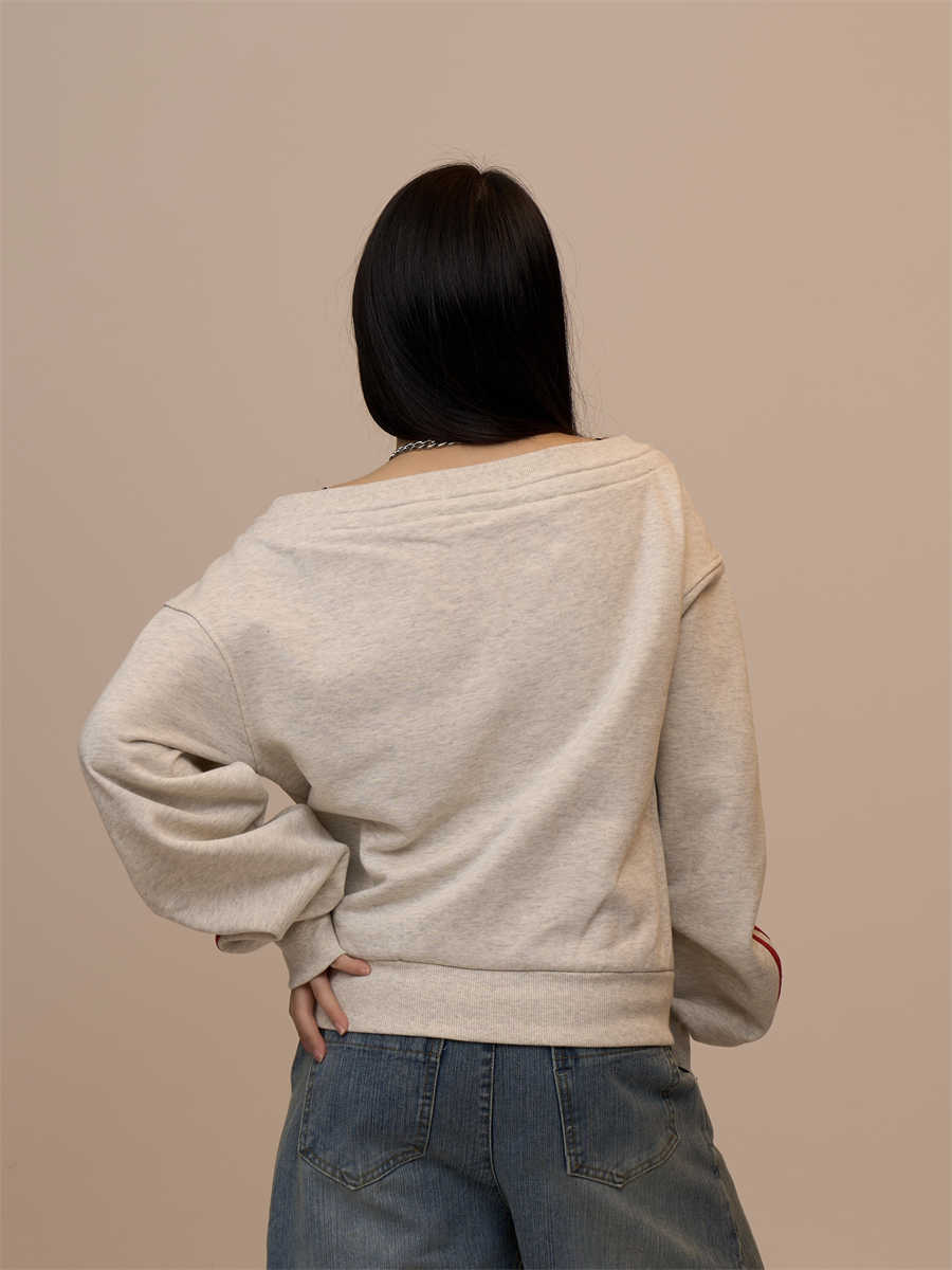 Off-shoulder langærmet sweater, dametoptøj, slim-fit sportstop