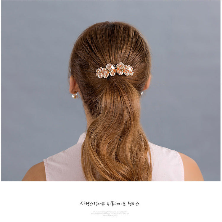 Rhinestone Butterfly Hairpin Sparkling Crystal Back Head Clip Ponytail Female Headdress