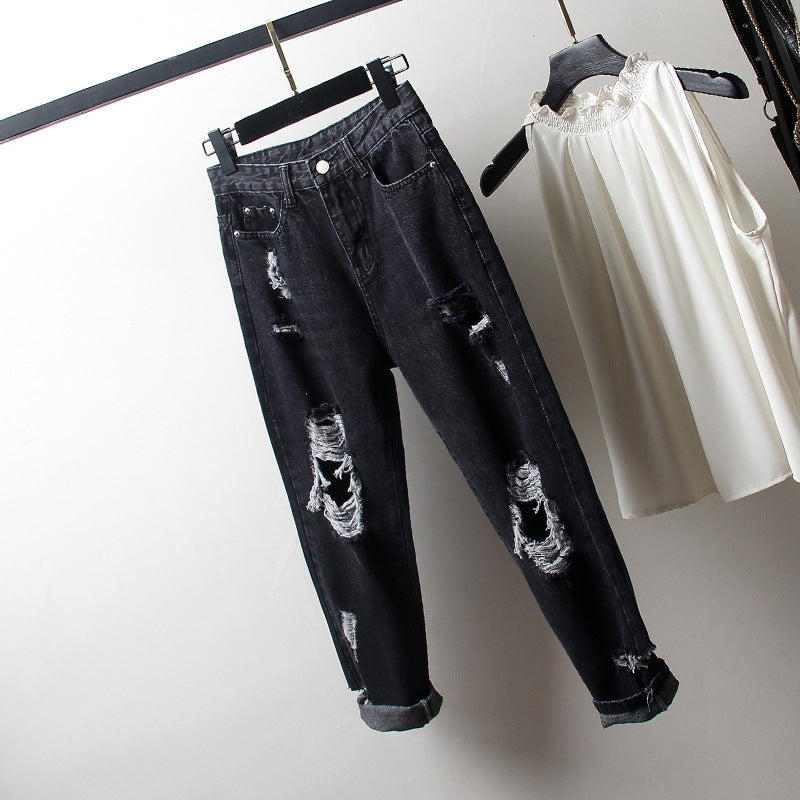 Ripped denim harem pants