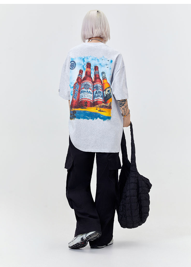 Street Men's Wear Spoof Beer Vintage Printing Niche