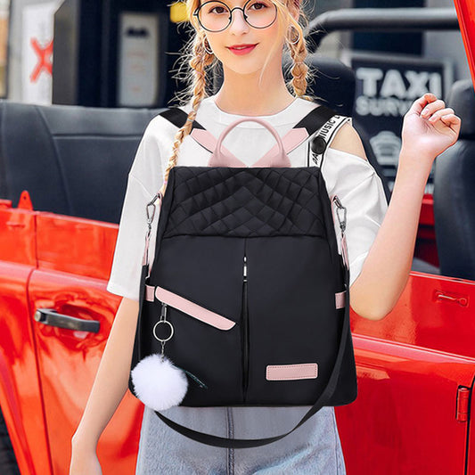 Fashion Casual Oxford Cloth Shoulder Bag Women's Contrast Color Large Capacity Waterproof Backpack