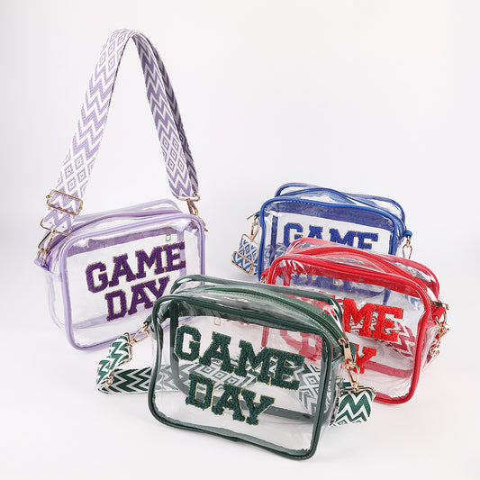 Transparent PVC Cross-body Embroidery Letter Shoulder Small Square Bag