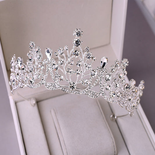 Baroque Vintage Black Rhinestone Crown Bridal Tiara