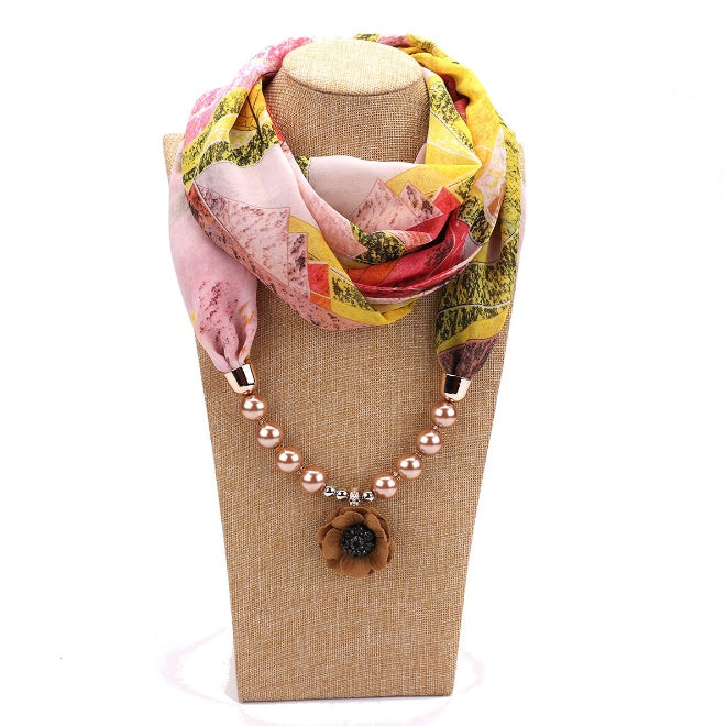 Pearl chiffon jewelry necklace scarf