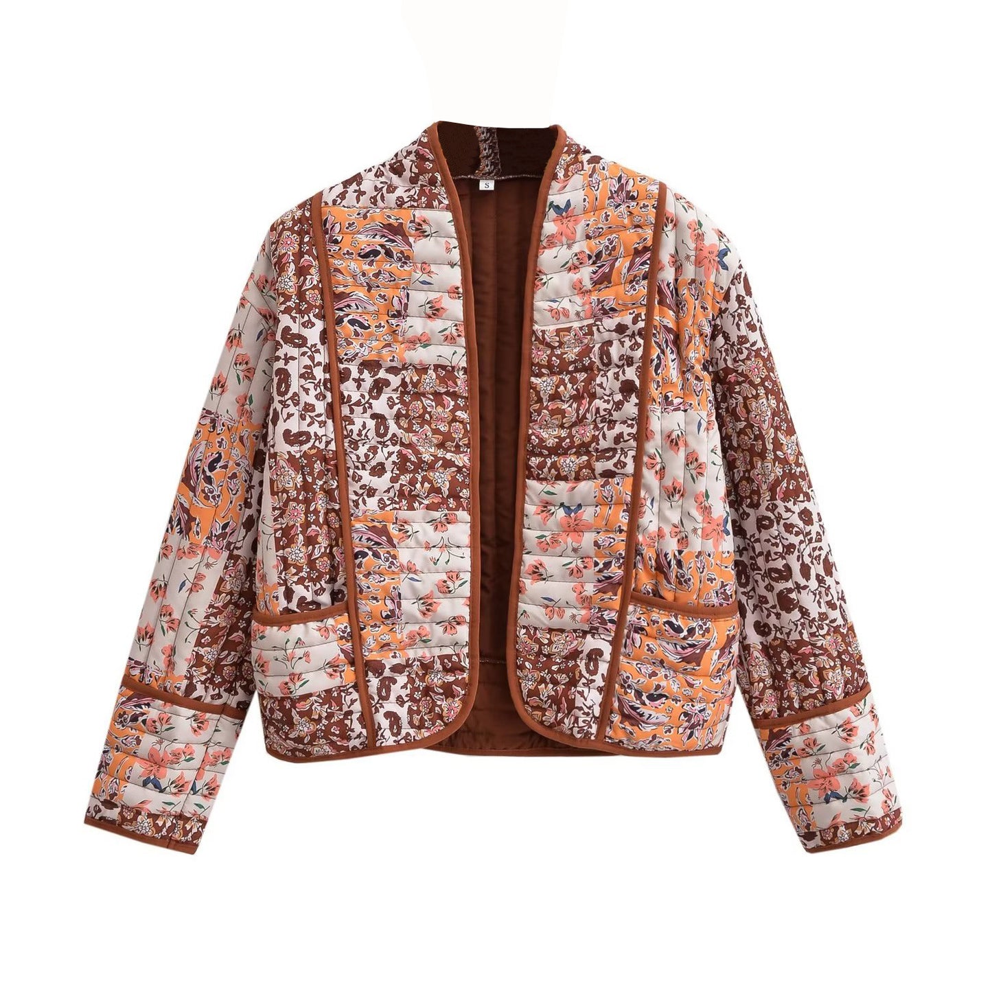 Women's Fashionable Printed Loose Leisure Short Cotton-padded Coat