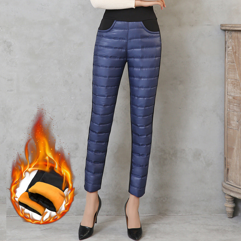 Plush thick down cotton trousers