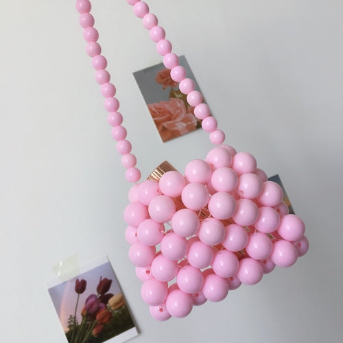 Beaded Bag Woven Pearl Bag Diagonal Mini Bag