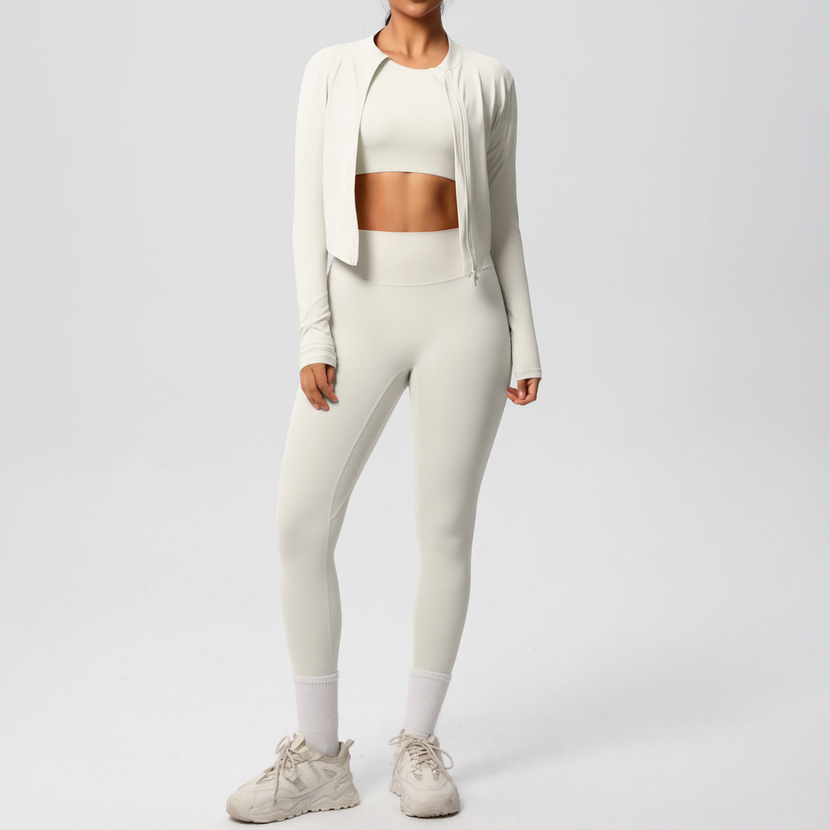 Breathable, Form-fitting Workout Jacket And Three-piece Set